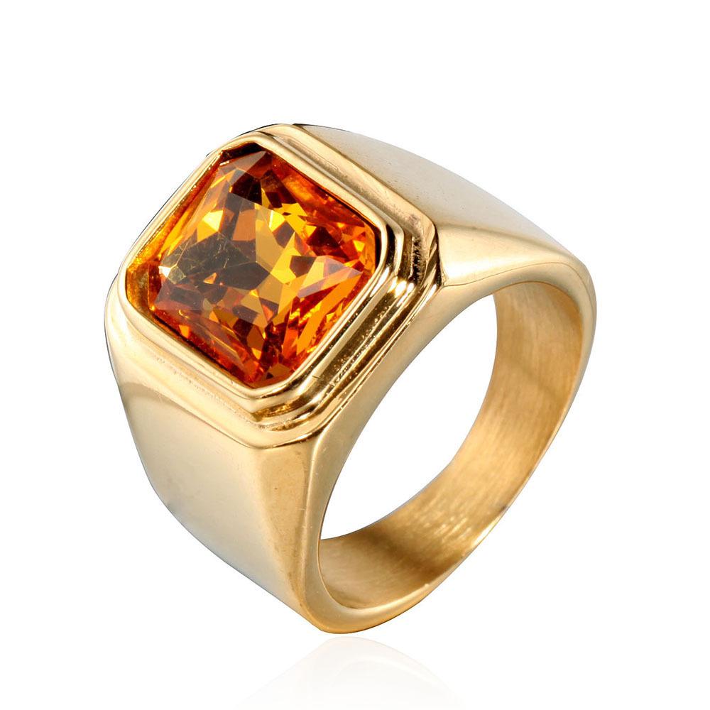 2026 Personalized Fashion Square Simple Gemstone Trendy Men's Ring Party Party Jewelry Accessories