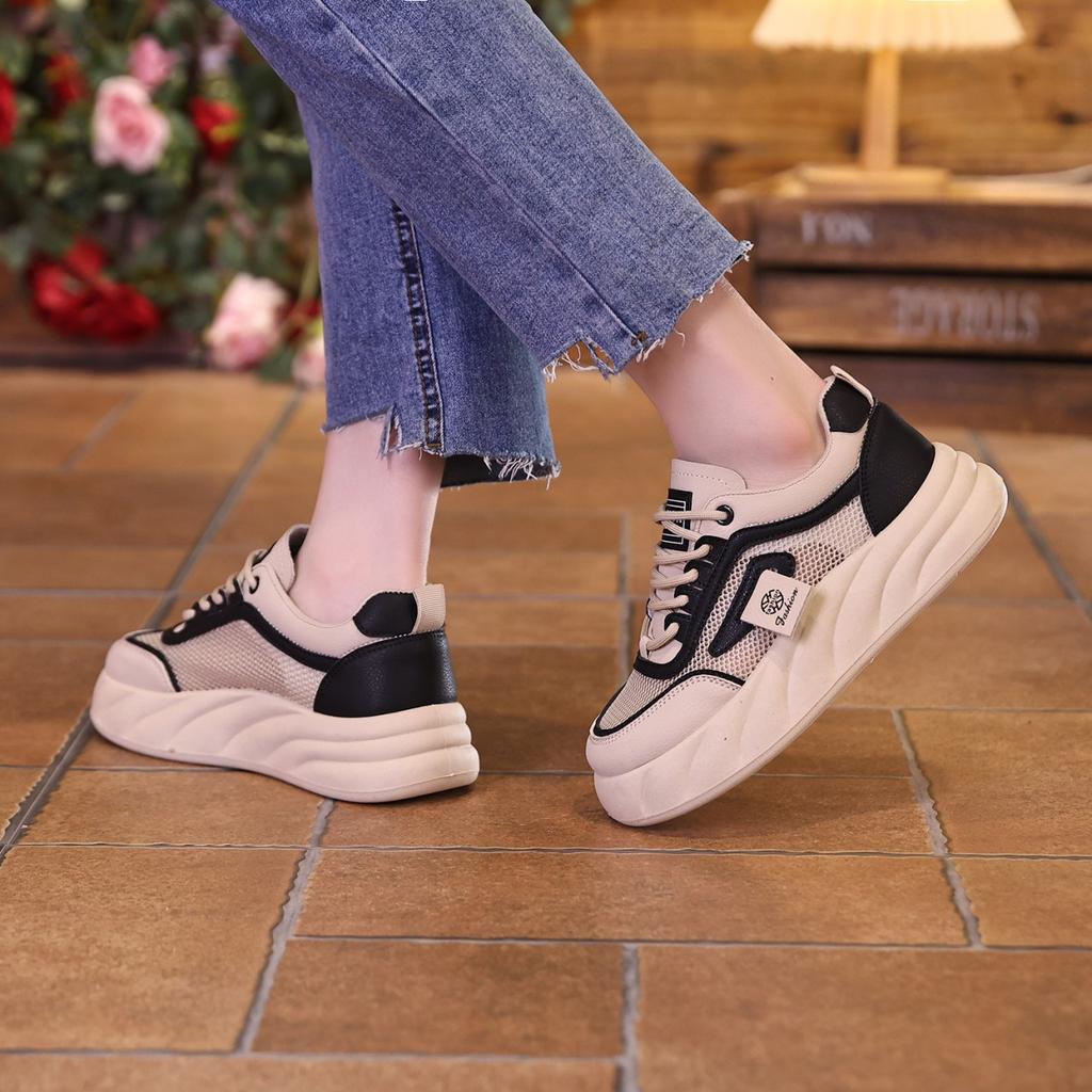 Thick baseplate shoes women's 2025 new trend summer mesh breathable student sports shoes casual little white shoes women's shoes