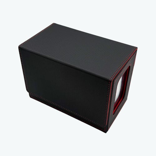 CRAFT CROWN Large PU Leather Deck Box with Window (Orange)