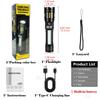 White Laser High Power Flashlight USB C Rechargeable Flashlight 18650 EDC Torch Lamp with Side Lights Work Light Camping Lantern