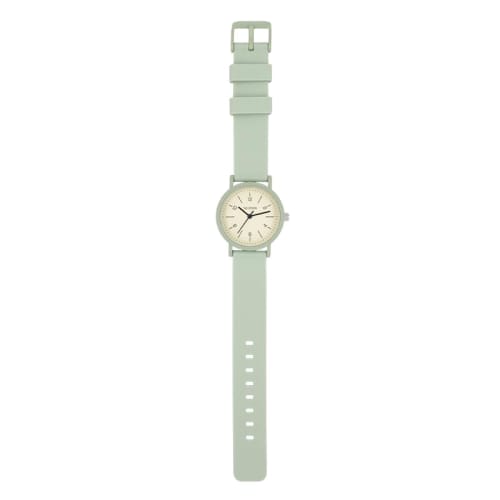 Tea Spoon Women's Round Rubber Strap Watch N04721A-1 GR Green
