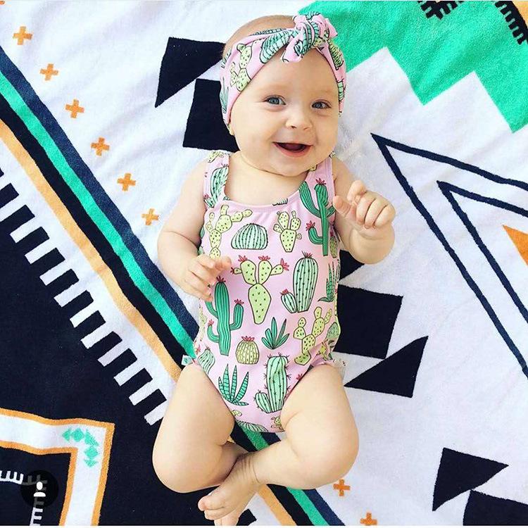 Infant Girls' Long-Sleeve Sun Protection Swimsuit (Ages 0-8)