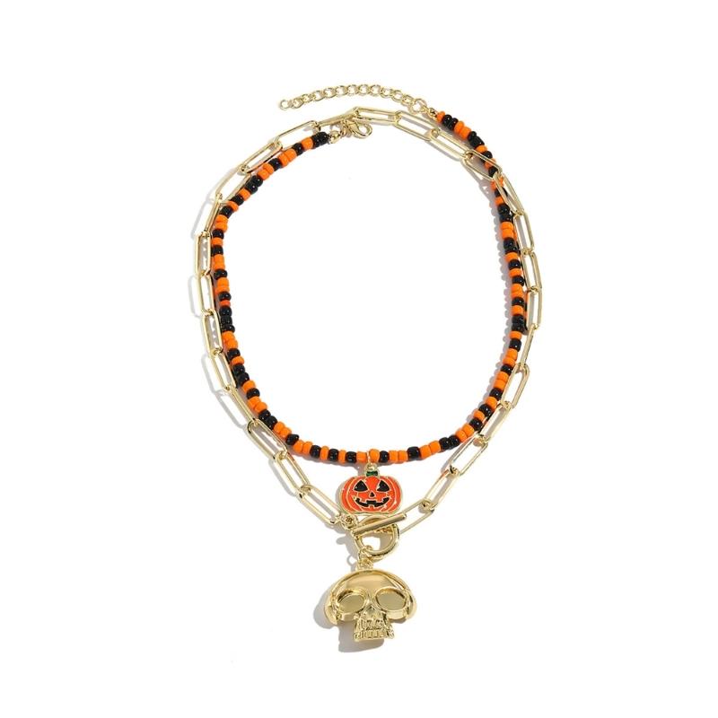 Пауки Летучая мышь Череп Тыква Подвеска Ожерелье Хэллоуин Чокер Панк Стиль Ожерелье-воротник Цепочка для ключиц Вечеринка Ювелирные изделия 1
