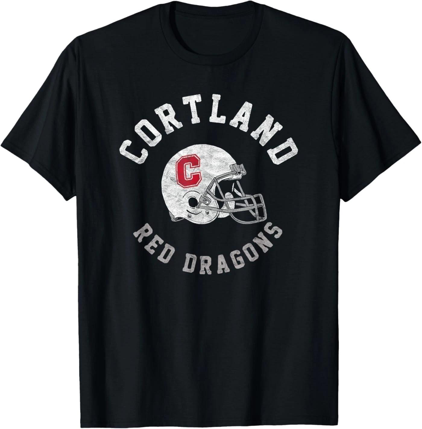 SUNY Cortland Red Dragons Retro Football 80 s Distressed T-Shirt 2XL