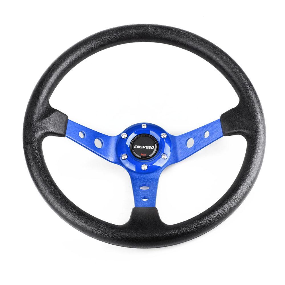 Deep Dish Corn Universal Racing PU Leather Steering Wheel 350mm 14inch Aluminum Alloy Auto Sport Drifting Steering Wheels 92mm