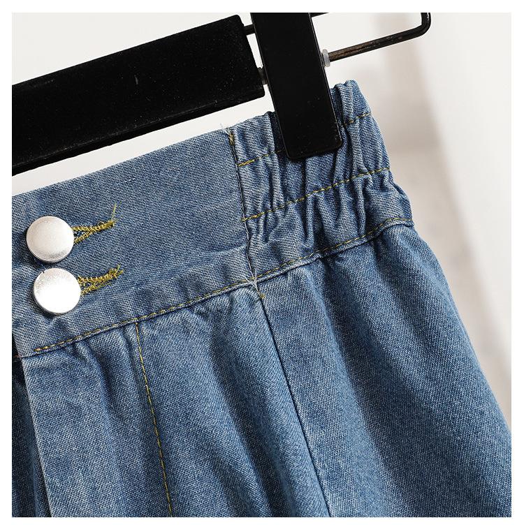 Gonne Jeans Larghe da Donna Primavera Moda Coreana Lunghezza Media Casual Vita Alta