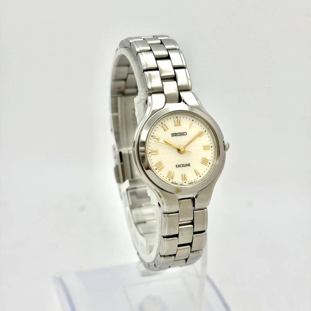 Used [New Battery] SEIKO EXCELINE Ladies Watch Roman Silver 4J41-0A50 100445