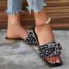 Women Casual Open-toe Slides Flat Luxury Decor Weave Design Sandals Vacation Party Sexy Elegant Office-Ladies Slippers