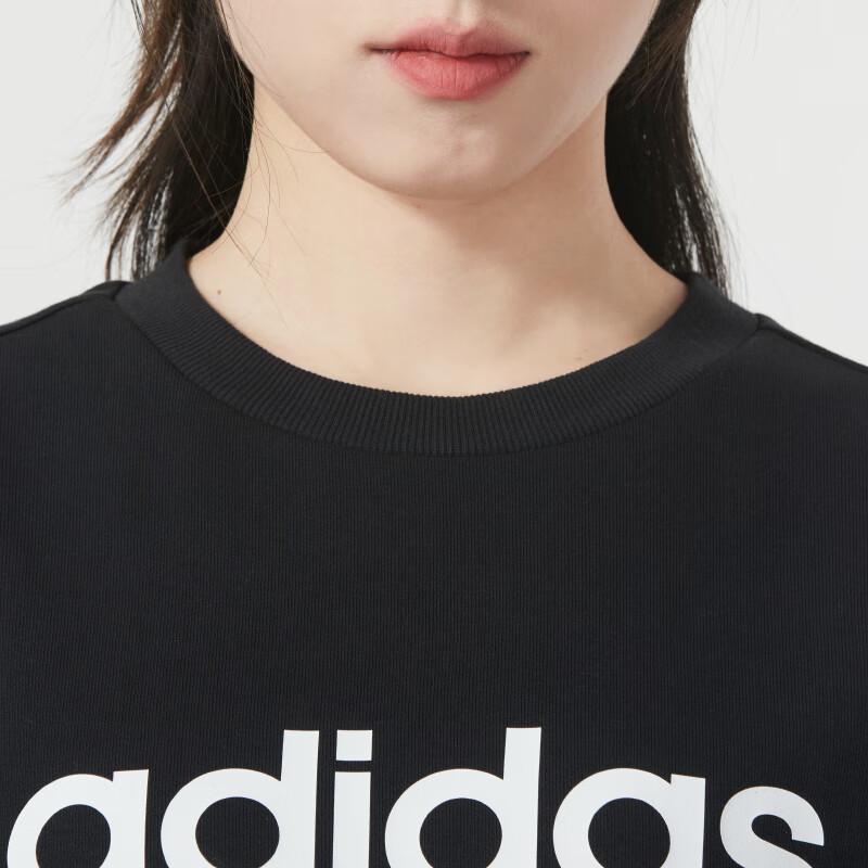 Adidas Color Block Letter Print Casual Crew Neck Long Sleeve Sweatshirt Women tops Black JJ0427