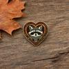 Brooch Pin, Forest Animals Heart-Shaped Brooch, Thickened Zinc Alloy Badge, Enamel Paint Tree Hole Secure Pin for Coat Hat Backpack Gift