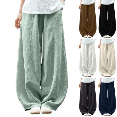 Lässige und bequeme lockere Hose aus Baumwolle und Leinen für Damen