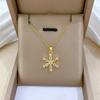 Simple Bling Zircon Snow Flower Pendant Necklaces for Women Stainless Steel Chain Jewelry Choker Accessories Christmas Gifts