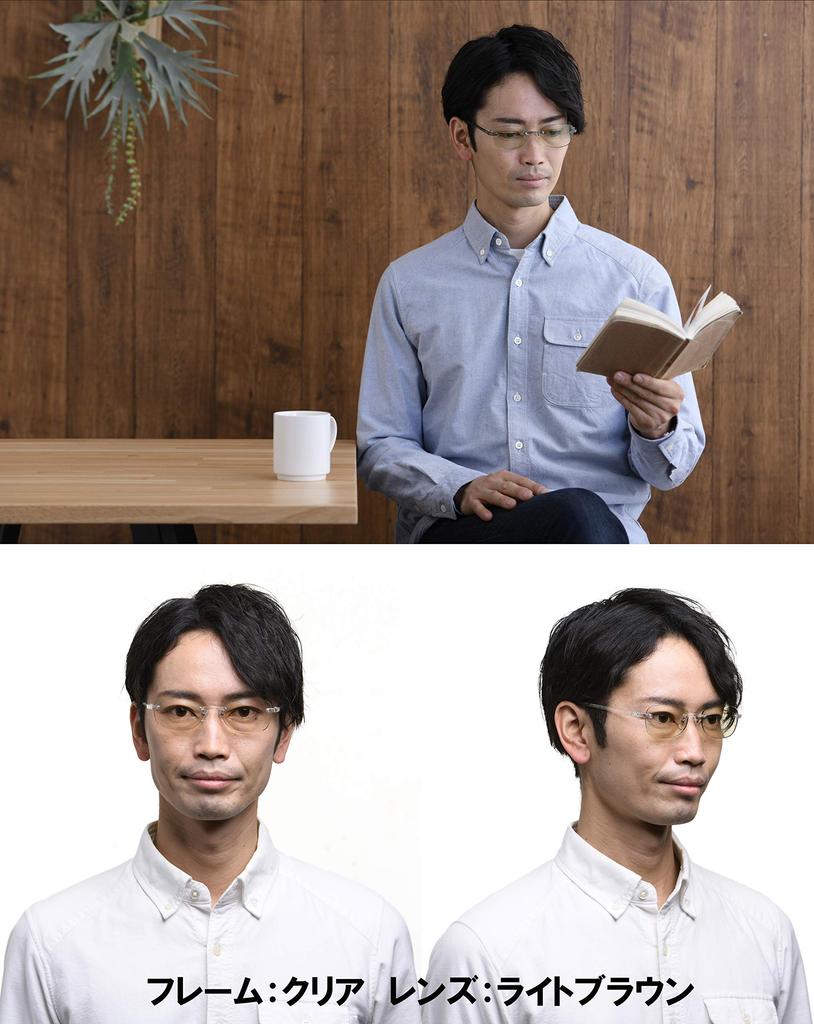 Trick Stylish and lightweight reading glasses infrared light cut Sabae manufacturer high performance lens reading glasses Clear brown lenses [Face