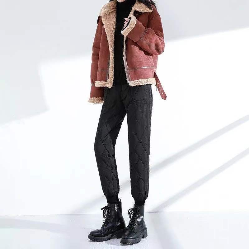 

Женские утепленные пуховые хлопковые брюки с высокой талией на осень и зиму 4XL