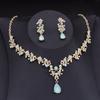 Gorgeous Green Tiaras Jewelry Sets for Women Bridal Wedding Crown Set Party Prom Bride Necklace Earrings Costume Accessory
