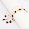 Heart Shape Pendant Necklace Earrings Ring Bracelet Set Four Pieces Jewelry Set for Women Adjustable Chain Link Design