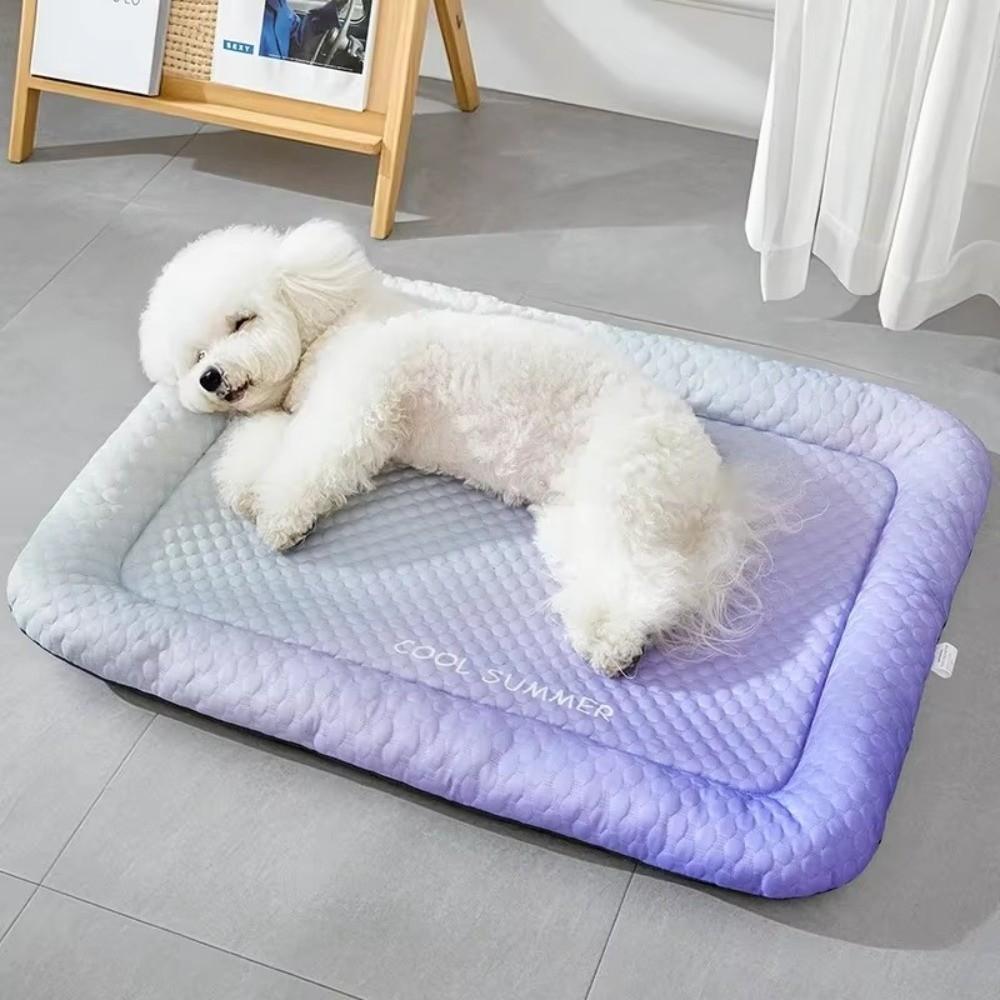 Ice Silk Dog Cooling Bed Ergonomic Oval Shape Cooling Pet Bed  for Dogs and Cats
