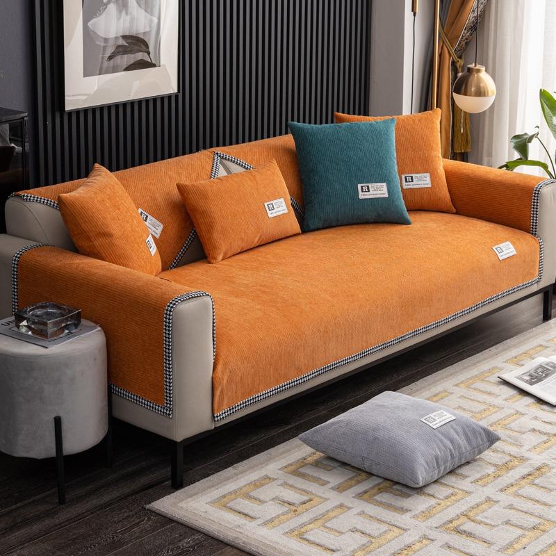 Nordic Simple Sofa Cushion Universal Light Luxury Ins Non-Slip Seat Cushions Chenille Solid Wood Leather Sofa Cover Cover Towel