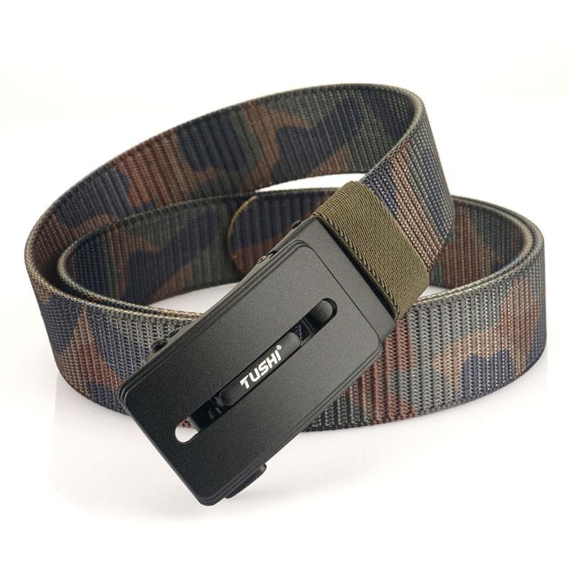 

Новый мужской ремень для поездок на работу с автоматической пряжкой из нейлона, универсальный двухслойный толстый ремень для отдыха на природе 120cm