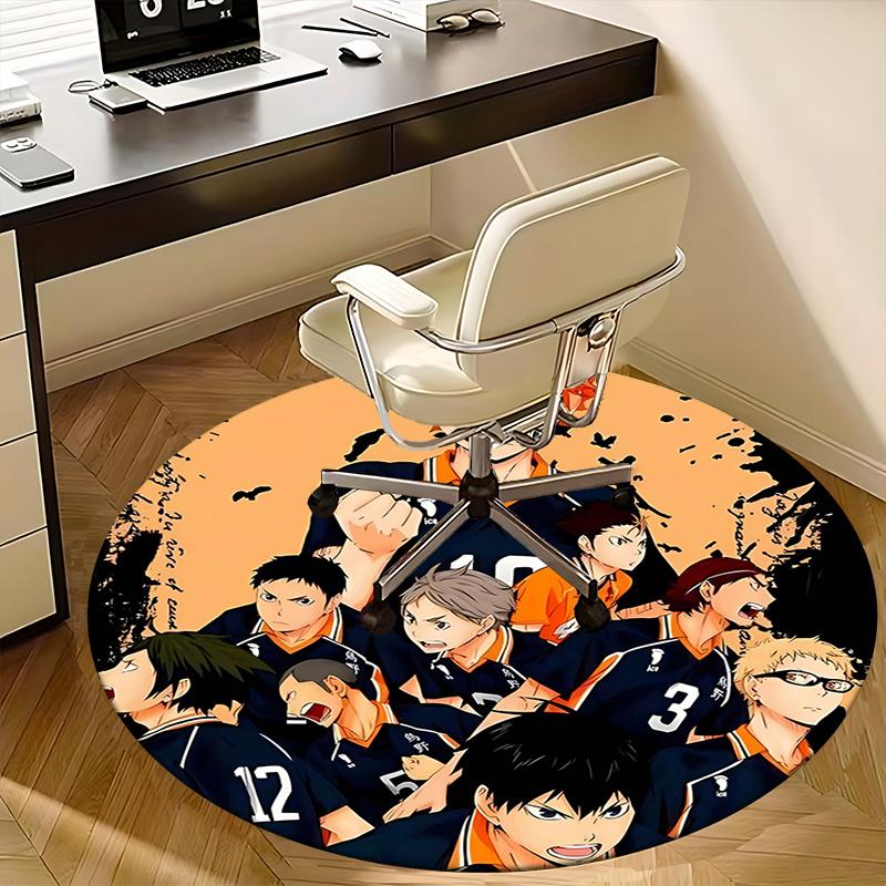 Haikyuu!! Team Kuroo Chair Mat Round Rug-Office Carpet, Non-slip, Suitable for Living Rooms, Bedrooms Decor.1205020a