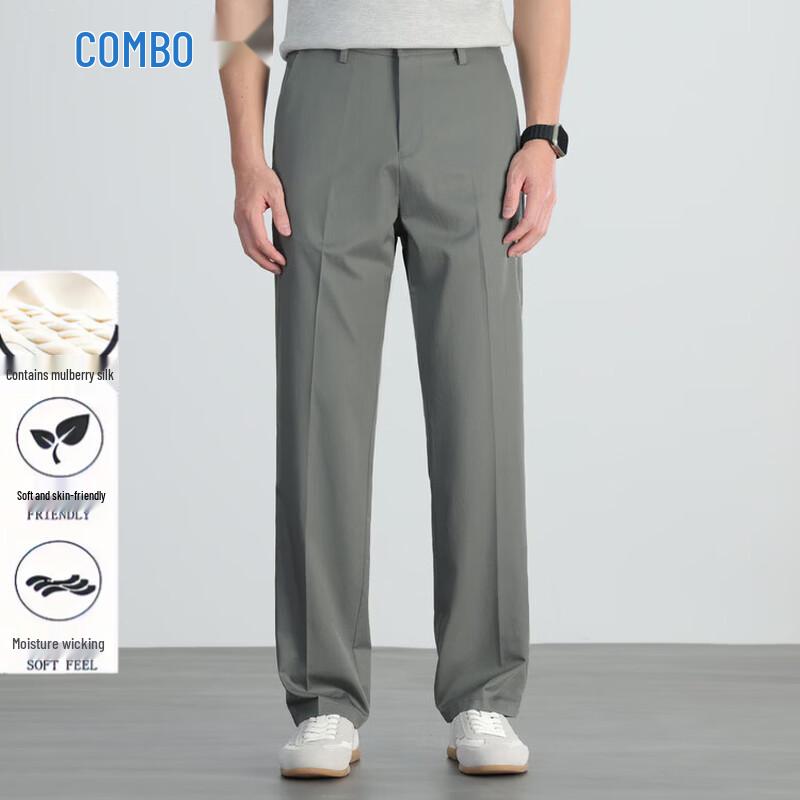 Kangbo Men s Thin Breathable Silk Blend Straight-Leg Pants 29