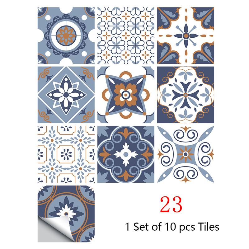 10 pezzi Adesivo da bagno Adesivo da parete Adesivo per piastrelle impermeabile Decalcomanie per piastrelle a forma di fiore Decorazione per la casa