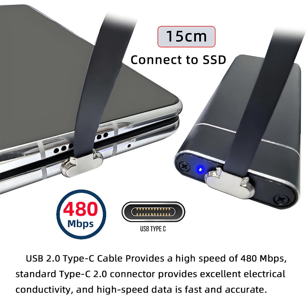 xiwai Angled Short Male to Male Fast Charging Ultra Slim Flat USB Data 65W Power for Laptops and Black USB-C Cord, 2.0 Cable, Supply, Tablets, 5.9