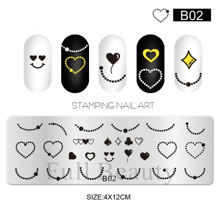 Nail Art Printing Small Long Steel Plate Valentine's Day Love DIY Painted Printing Stainless Steel Nail Printing Plate