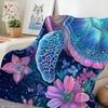 Deep Blue Starry Sky Turtle Pink Purple Flower Flannel Blanket For Dreamy Bedroom Decor Soft Warm Throw Blanket Gift