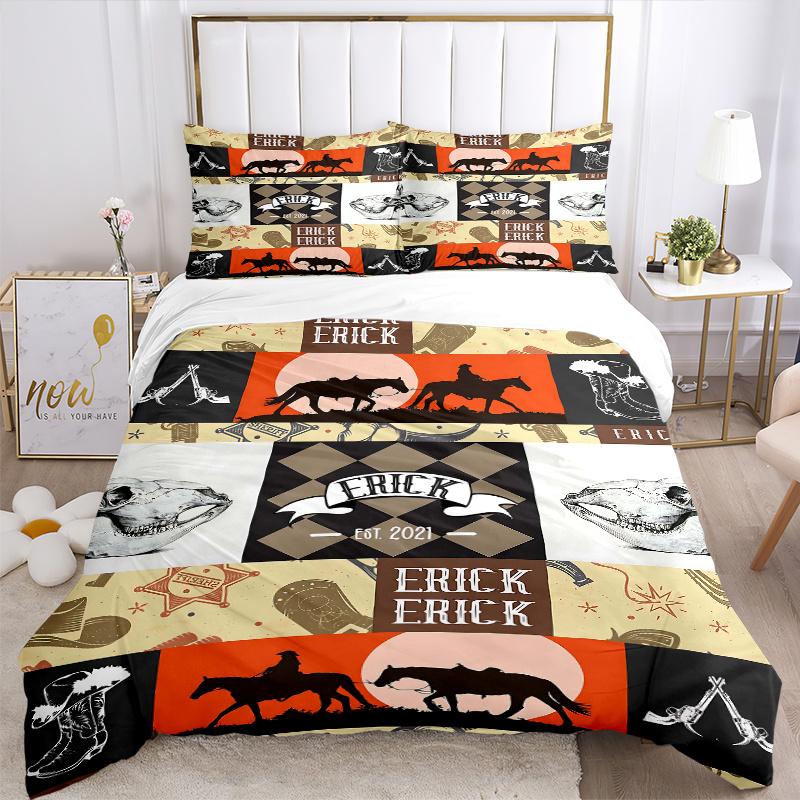 3pcs Western Adventure Bedding Set - 1 Soft Quilt Cover + 2 Pillowcases, Machine Washable - Suitable for All Seasons, Perfect Gift for Famil