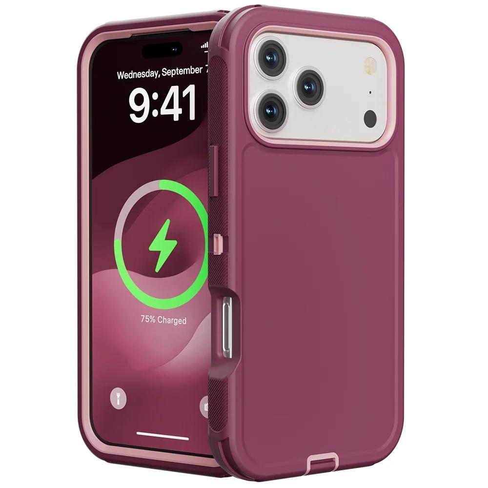 Heavy Duty 3IN1 Ott Defender Phone Case for iPhone 17 16 15 14 Plus 13 12 Pro Max Air 17e 16e Shockproof Protect Cover Funda