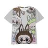 2025 New Trendy Animation Labubu Cartoon 3D Printing Comfortable Loose Round Neck Short Sleeve T-shirt