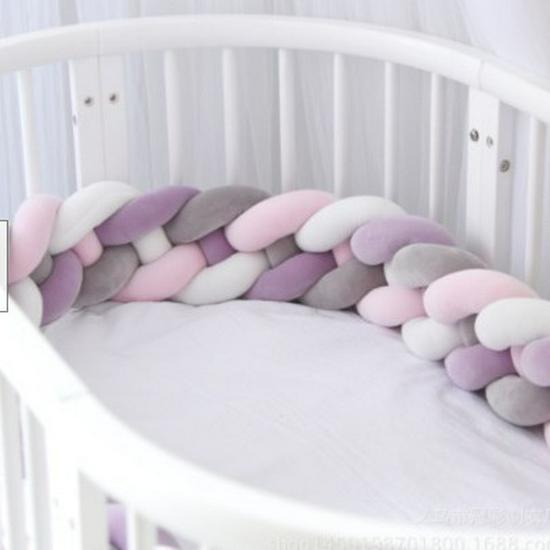 Cojín Nudo Trenzado Danés de Cuatro Hebras – Protector de Cuna Anticolisión para Habitación Infantil