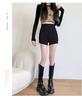 Women's High-Waisted Black A-Line Shorts, Summer 2024 Slimming Style