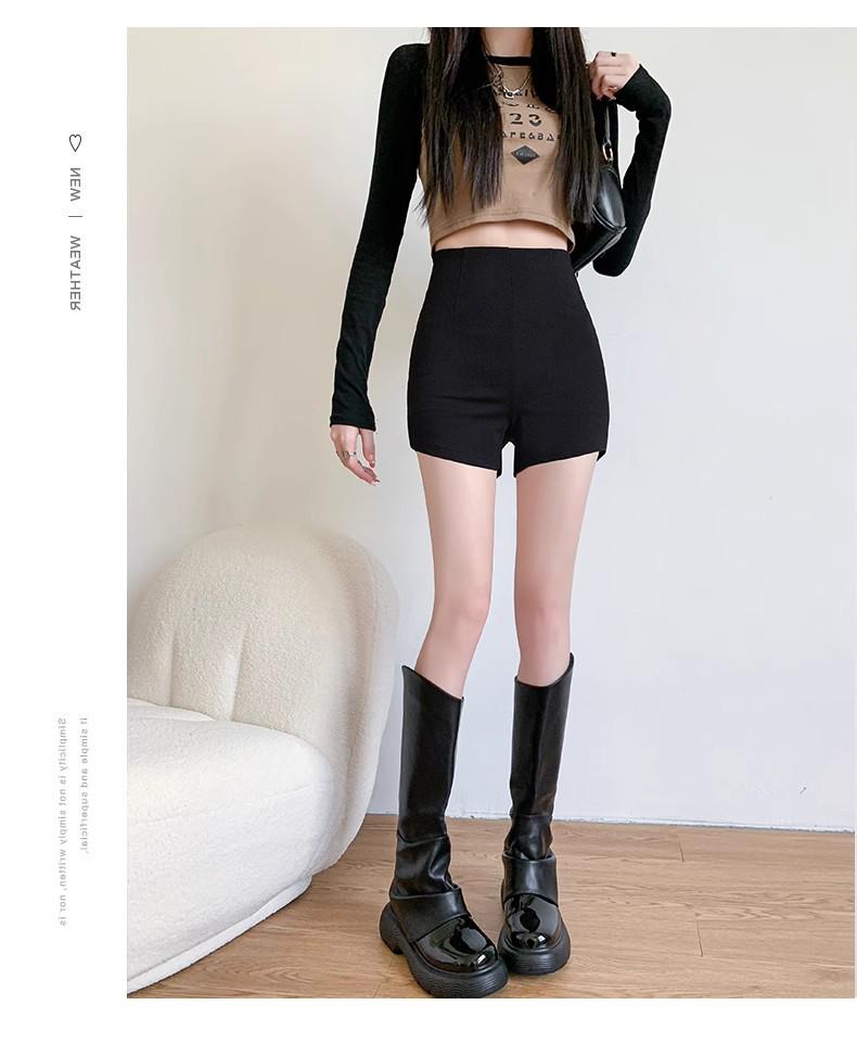 Women's High-Waisted Black A-Line Shorts, Summer 2024 Slimming Style