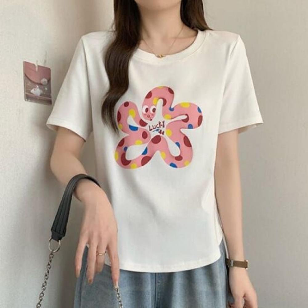 Navava NT2353 CuTe PrinTing Round Neck ShorT Sleeve T shirT