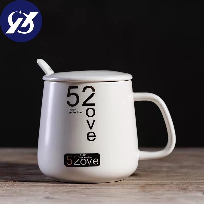 Japanese Style Totoro Coffee Mugs for Lovers Creative Milk Cup with Lid and Spoon Office Simple Ceramic Water Tea Cup Drinkware