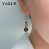 Handmade Chinese Tiger Eye Stone Tassel Earrings - Retro Light Luxury Autumn/Winter Jewelry