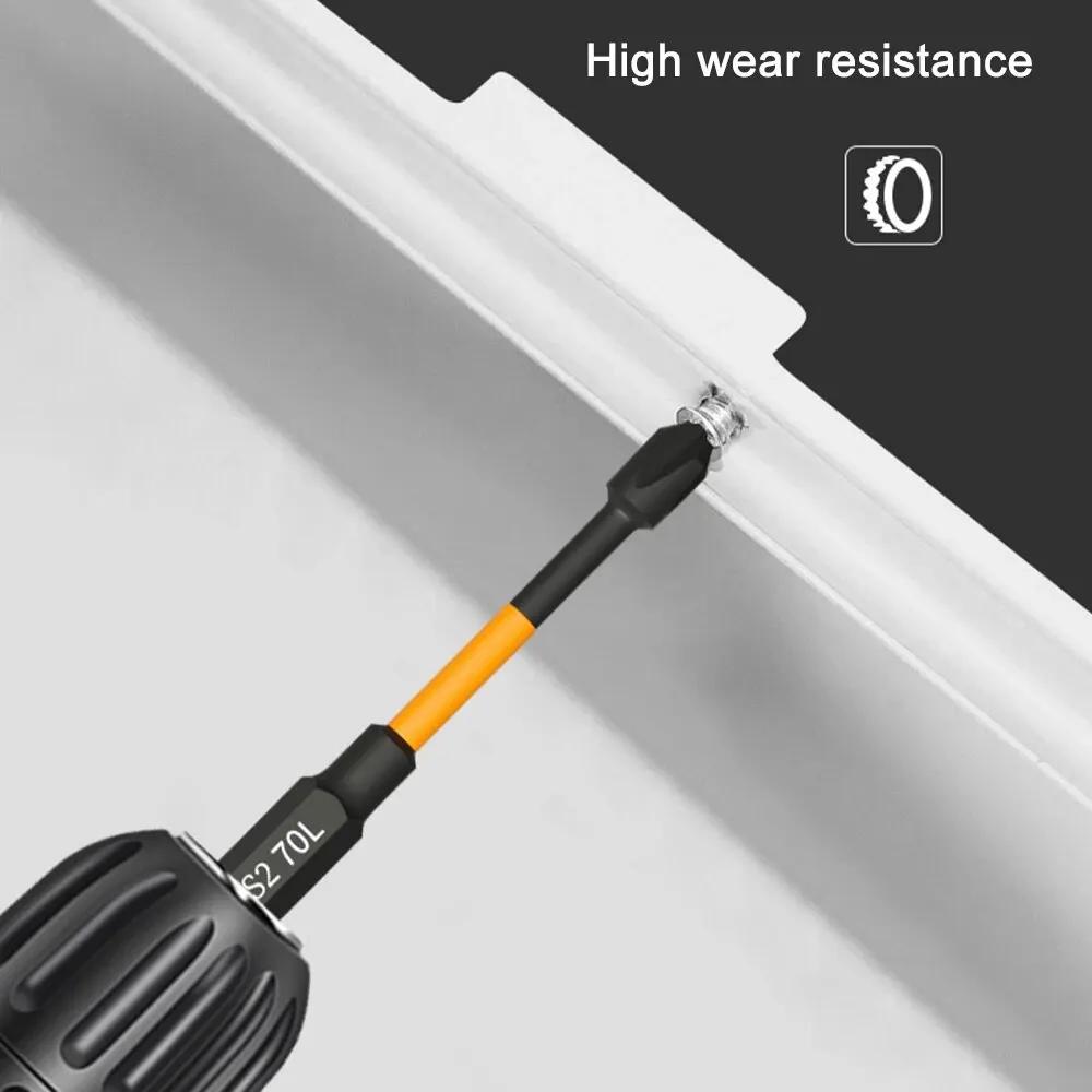 3PCS S2 Impact Strong Magnetic Anti Slip 50-70mm Electric Hand Drill Cross Screwdriver Bit Electric Tool Accessory Set