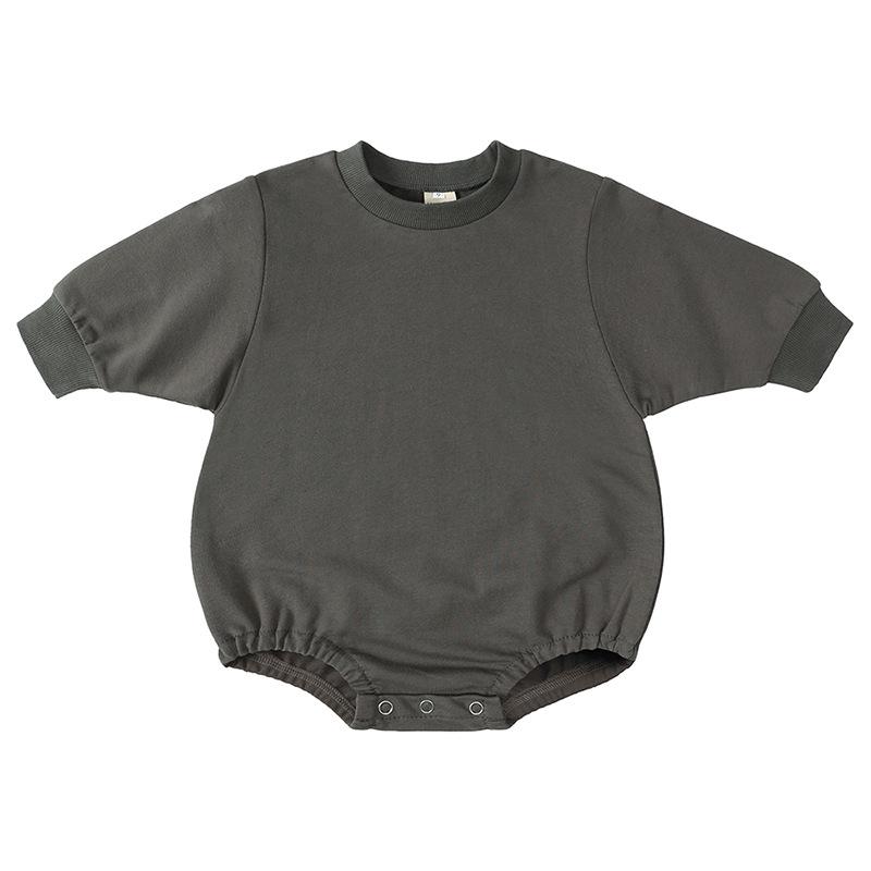Korean Style Baby Cotton Long Sleeve Romper - Solid Color Bodysuit for Newborns