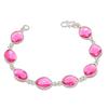 Naturlig Rosa Rubellit Ädelsten Handgjord 925 Sterling Silver Armband 7-8" ASB-2974