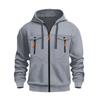Autumn Winter Multi Pocket Zipper Fleece Hooded Hoodies Men Casual Loose Pullover Fashion Sweatshirt Outerwear