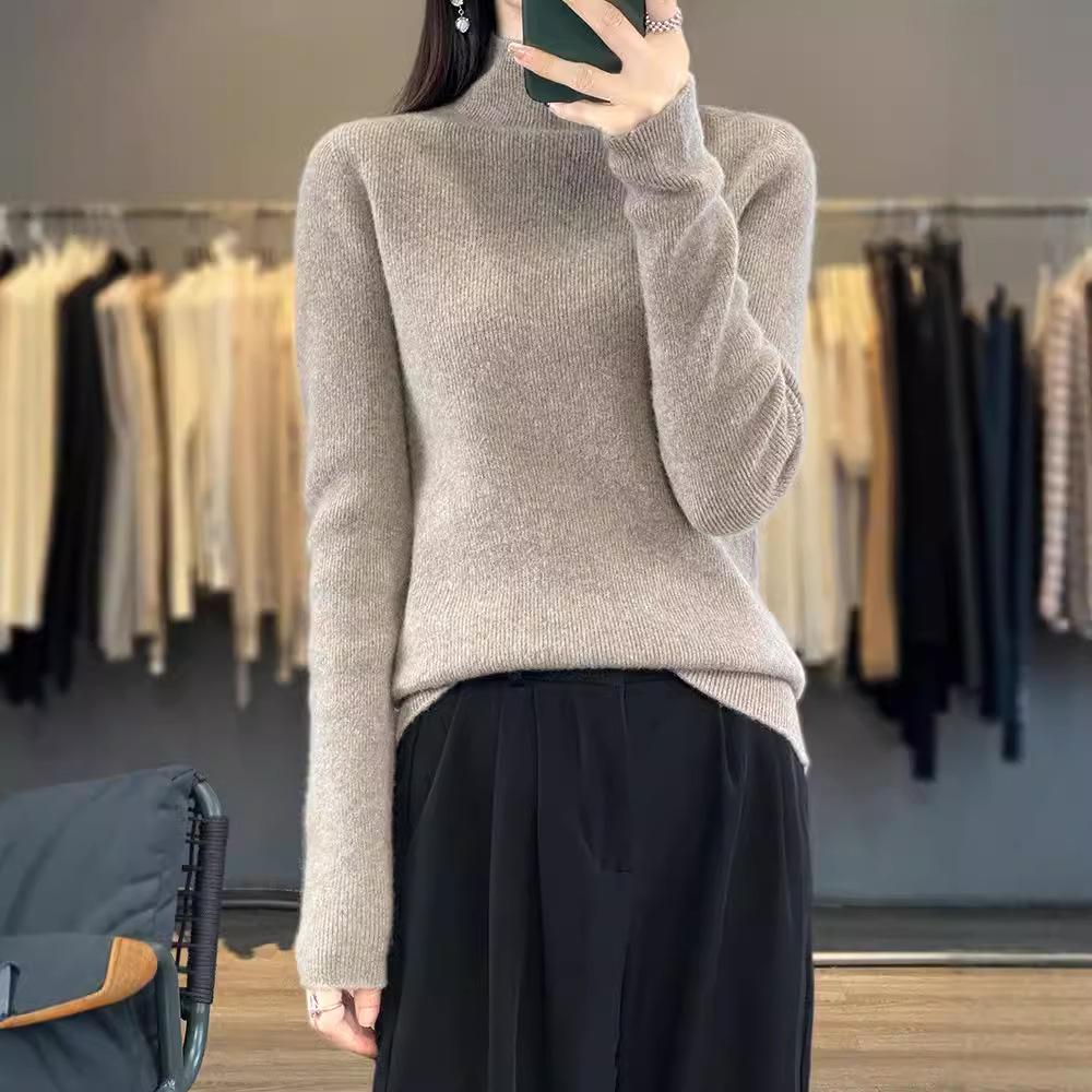 

Women s 100% Wool Ribbed Turtleneck Bodycon Sweater L (110-125 Jin)
