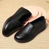 2025Soft Soled Mother Black Single Shoes Leather Non-slip Casual Comfortable Middle-aged Ladies Flat Shoes Ladies Leather Shoes