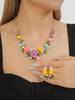Conjunto de Collar y Pendientes Kaiyi Fashion Fresco de Esmalte con Diamantes y Perlas de Camelia