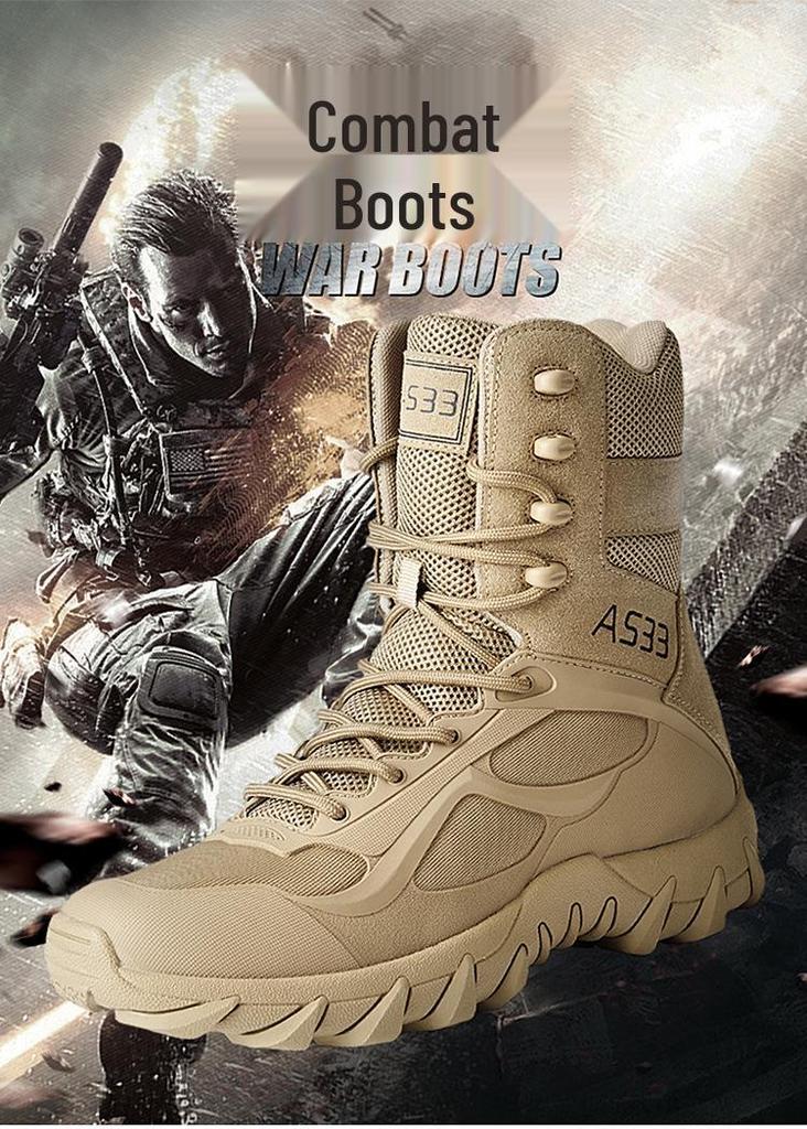 Men's Tactical High-Top Waterproof Boots - Breathable Combat, Desert, Hiking, and Outdoor Shoes