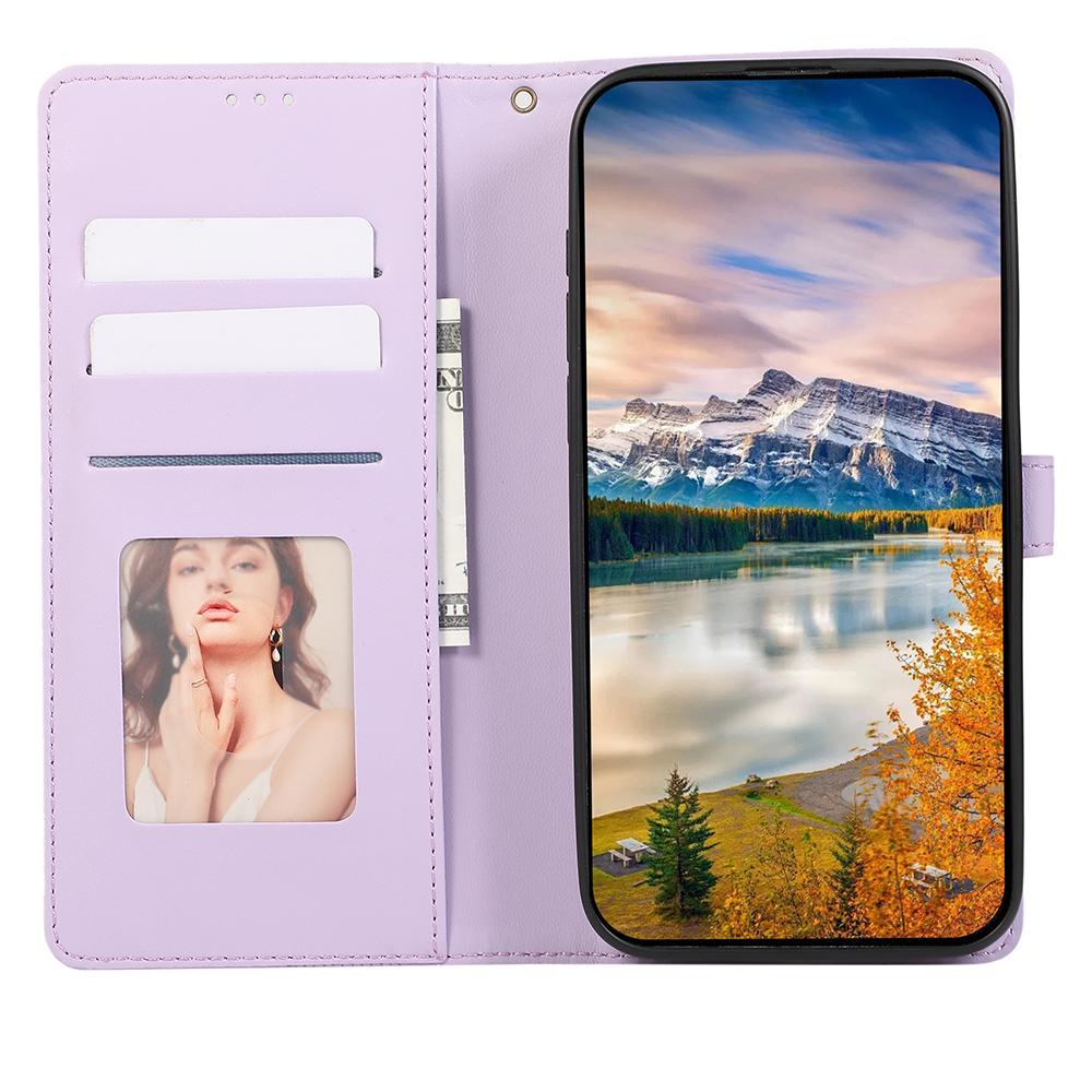 For iPhone 16e Case 3D Rhombus Grid Imprinted Wallet Leather Phone Cover with Lanyard