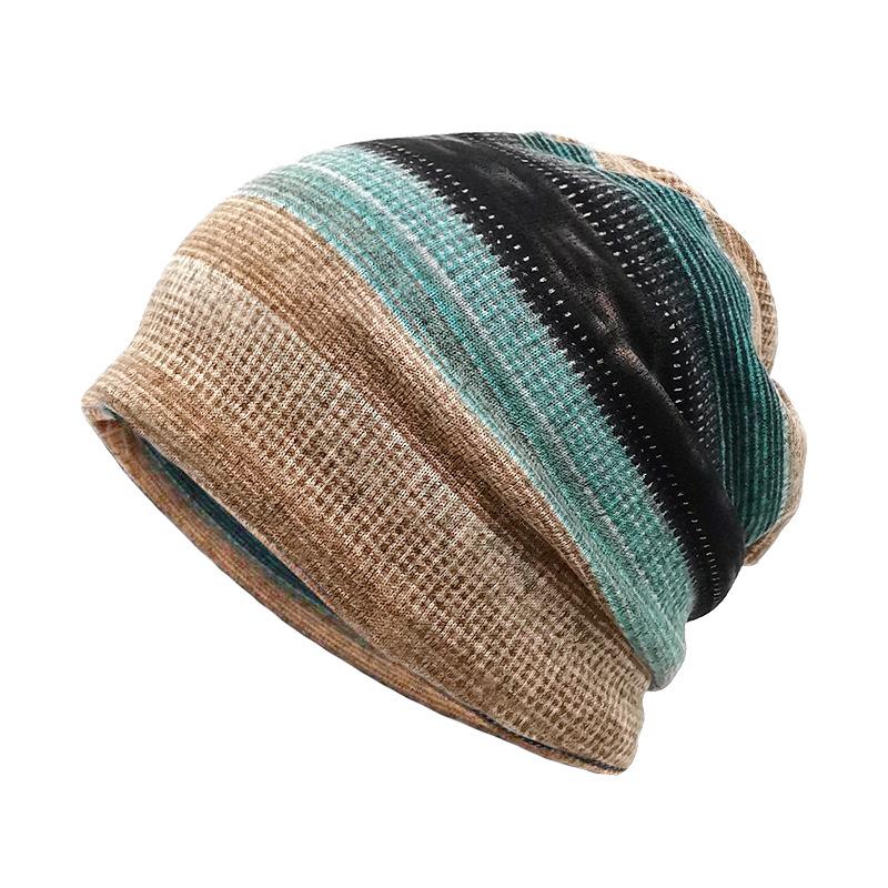 Autumn and Winter Striped Toe Cap Pile Cap for Men and Women, Windproof and Warm, Brimless Cap for Outdoor Use
