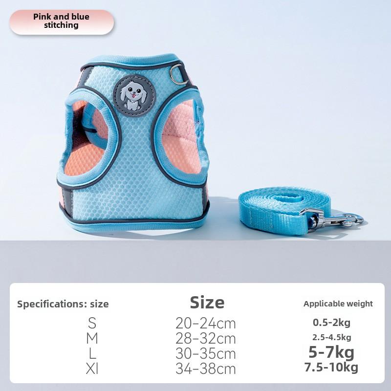 Summer Grid Breathable Leash Dog Chest Strap Vest Type Anti-bite Dog Chain Rope Dog Rope Pet Chest Back