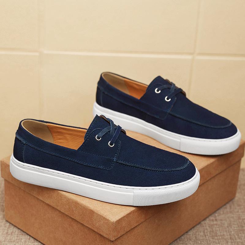 Fashion Spring New Top Layer Pigskin Inner Sports and Leisure Shoes Fashionable Brand Men's Comfortable Thick Soled Suede Casual Loafers